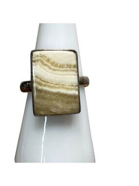 Artisan inspired handcrafted .925 sterling silver ring Honey Onyx